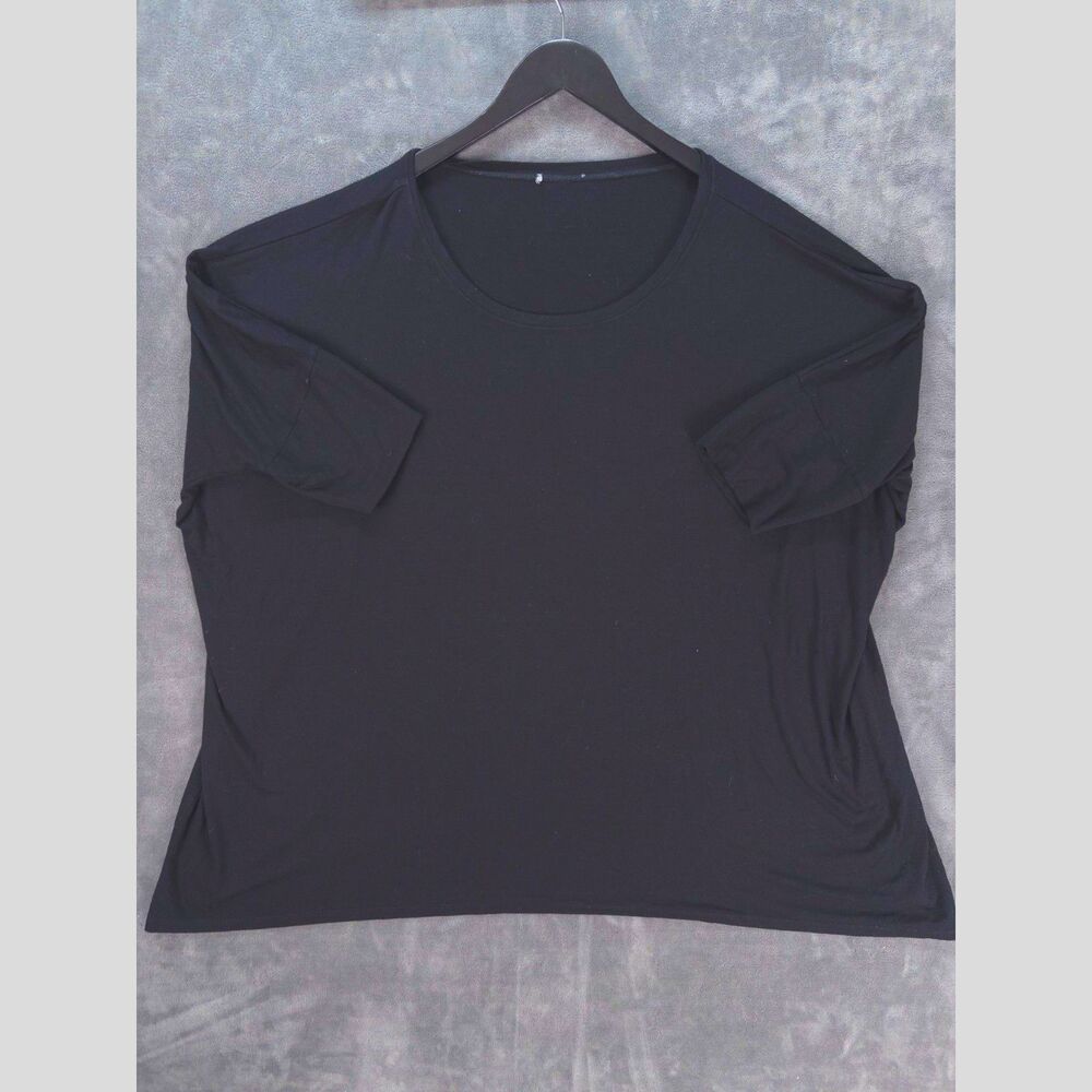 Eileen Fisher Top Oversized Boxy Dolman 3/4 Sleeve Tee Rayon Lycra Black Medium